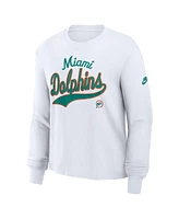 Nike Women's White Miami Dolphins Essential Long Sleeve Boxy T-Shirt
