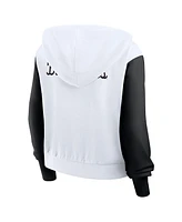 Nike Women's White Duke Blue Devils Cropped Beyond Capability Color Block Script Full-Zip Hoodie