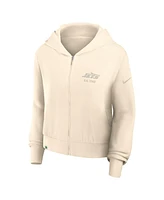 Nike Women's Cream New York Jets Glory Cropped Full-Zip Hoodie