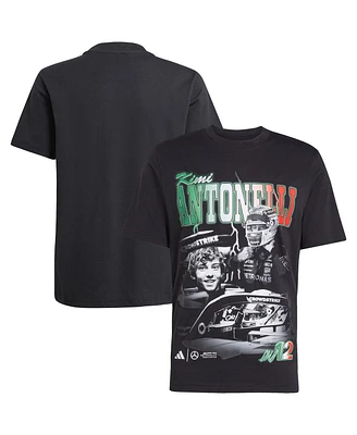Adidas Men's Kimi Antonelli Black Mercedes-amg Petronas F1 Team Driver Wear Graphic T-Shirt