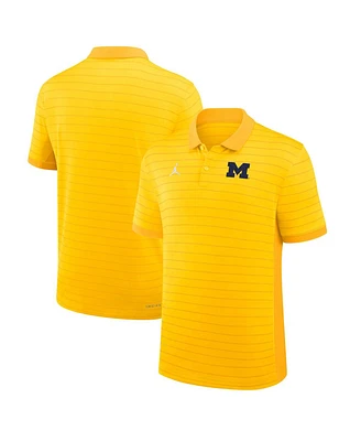 Jordan Men's Maize Michigan Wolverines 2025 Early Season Coaches Sideline Victory Stripe Performance Polo Shirt