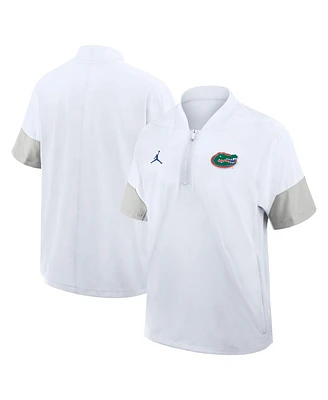 Jordan Men's White Florida Gators 2025 Sideline Coaches Lightweight Short Sleeve Jacket