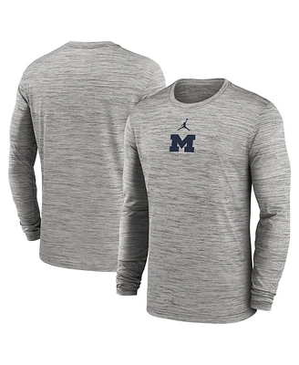 Jordan Men's Gray Michigan Wolverines 2025 Sideline Velocity Performance Long Sleeve T-Shirt