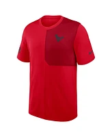 Nike Men's Red Houston Texans Sideline Uv Performance Coach Shirt