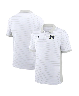 Jordan Men's White Michigan Wolverines 2025 Early Season Coaches Sideline Victory Stripe Performance Polo Shirt