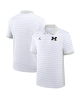 Jordan Men's White Michigan Wolverines 2025 Early Season Coaches Sideline Victory Stripe Performance Polo Shirt