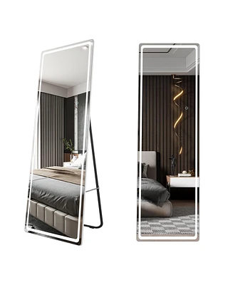 Vlsrka Led Full-Length Mirror with Stand, Suitable for Outfit Checks.