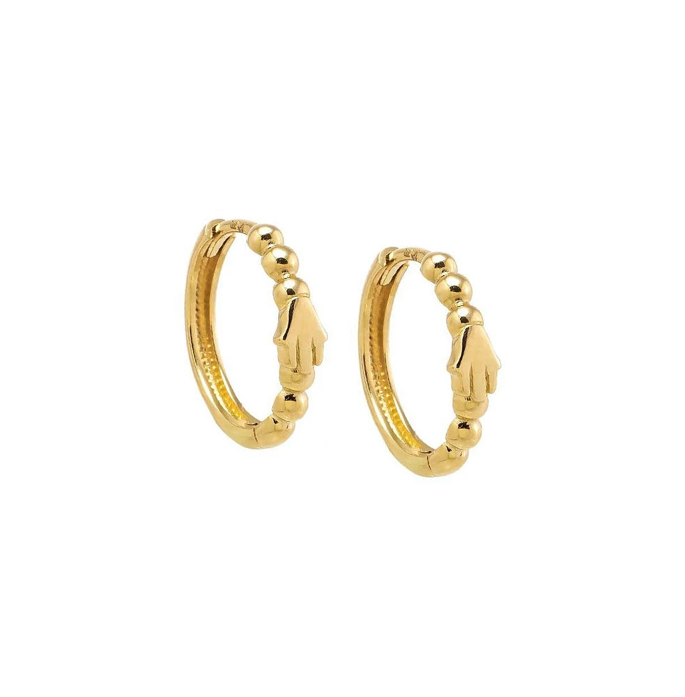 By Adina Eden Solid Beaded Hamsa Huggie Earring 14K