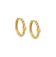 By Adina Eden Solid Beaded Hamsa Huggie Earring 14K