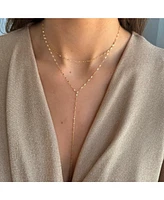 By Adina Eden 2 In 1 Mariner Chain Lariat Necklace 14K