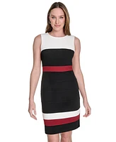 Tommy Hilfiger Women's Scuba Crepe Colorblocked Sheath Dress