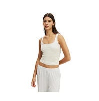Cotton On Women's Rib Lace Ruched Tank