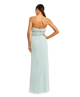 Mac Duggal Women's Elegant Crepe Gown with Embellishments and Thigh-High Slit