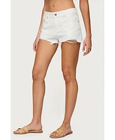 Edikted Women's Fern Mid Rise Denim Shorts
