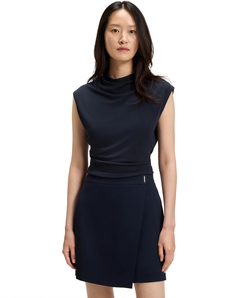Boss by Hugo Women's Matte Fabric High-Neck Top