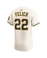 Nike Men's Christian Yelich Cream Milwaukee Brewers Home Elite Player Jersey