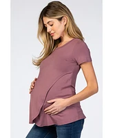 Pinkblush Mauve Layered Wrap Front Maternity Nursing Top