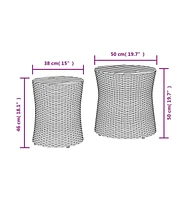 vidaXL Patio Side Tables 2 pcs with Wooden Top Poly Rattan