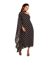 endless rose Women's Sash Polka Dot Maxi Dress