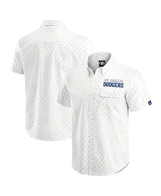 Darius Rucker Collection by Fanatics Men's Cream Los Angeles Dodgers Printed Button-Down Shirt