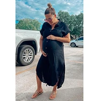 Pinkblush Maternity Black Button Down Midi Dress