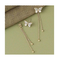 Sohi Women's White Butterfly Drop Earrings