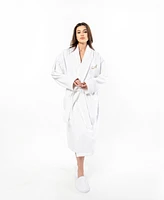 Linum Home Turkish Personalized Unisex Anovia Velour Cotton Bathrobe