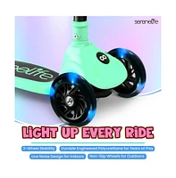 3-Wheel Foldable Kids Scooter - Child Toy Scooter with Built-in Led Wheel Lights, Foldable Seat (Mint Green)