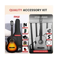 Pyle 36" 3/4 Scale Classical Guitar Kit with Digital Tuner & Accessories - Sunburst, PGACLS82SBD