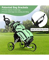 3 Wheel Folding Golf Push Cart with Seat Scoreboard and Adjustable Handle