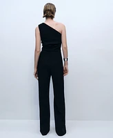 Mango Women's Draped Detail Asymmetrical Jumpsuit