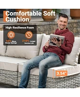 Xizzi 10 Piece Outdoor Patio Furniture with Swivel Chairs,All Weather Wicker Sectional Coversation Set Solar Coffee Table, Single Modular Chairs