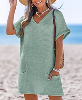 Cupshe Women's Sunny Days Only Green Cover-Up Mini Beach Dress