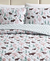 Eddie Bauer Mountain Moose Flannel Cotton Reversible -Pc. Quilt Set