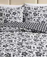 Eddie Bauer Woodblock Floral Flannel Cotton Reversible -Pc. Quilt Set