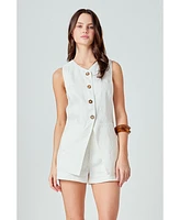 English Factory Women's Linen Vest