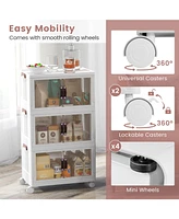 Volenca 60 Gal 3-Tier Stackable Storage Boxes Bins with Magnetic Doors and Lockable Casters
