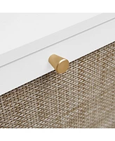 Boyel Living Rattan Shoe Storage Cabinet with 3 Flip Drawers Rattan 3 Door Shoe Rack Freestanding Modern Shoe Storage Cabinet for Entryway, White