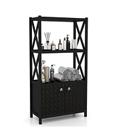 Volenca Bathroom Storage Cabinet with Open Shelves and Double Doors
