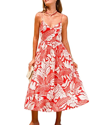 Cupshe Women's Pink Waters Tropical Maxi Beach Dress