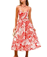 Cupshe Women's Pink Waters Tropical Maxi Beach Dress
