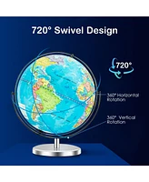 13" Illuminated World Globe 720° Rotating Map with Led Light