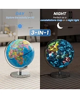 3-in-1 Illuminated World Globe with Stand and 88 Constellations