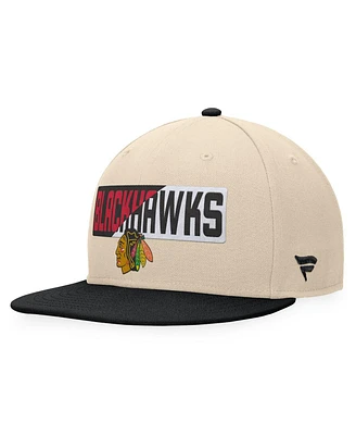 Fanatics Men's Cream/Black Chicago Blackhawks Goalaso Snapback Hat
