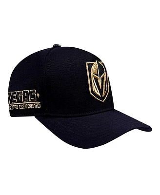 Pro Standard Men's Black Vegas Golden Knights Metallic Logo Pinch Front Adjustable Hat