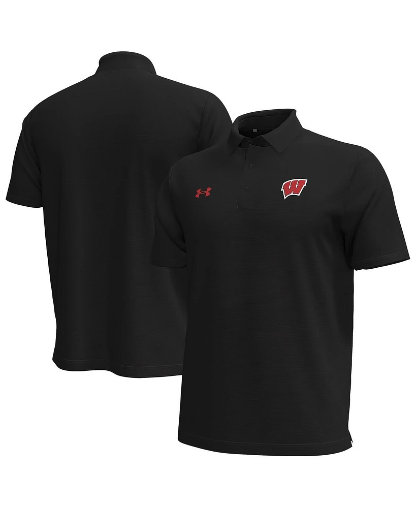 Under Armour Men's Black Wisconsin Badgers Playoff Chest Stripe Performance Polo Shirt