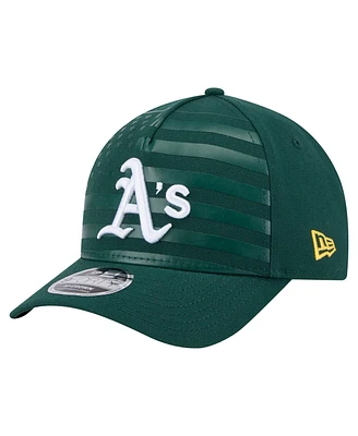 New Era Men's Green Athletics American Flag 9FORTY M-Crown A-Frame Adjustable Hat