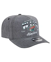 New Era Men's Charcoal Minnesota Wild Throwback Washed A-Frame Pre-Curved 9FIFTY Snapback Hat
