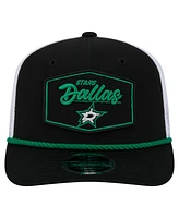 New Era Men's Black/White Dallas Stars Team Patch Basic 9SEVENTY Adjustable Trucker Hat