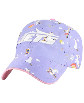 '47 Brand Girls Preschool Lavender New York Jets Unicorn Clean Up Adjustable Hat